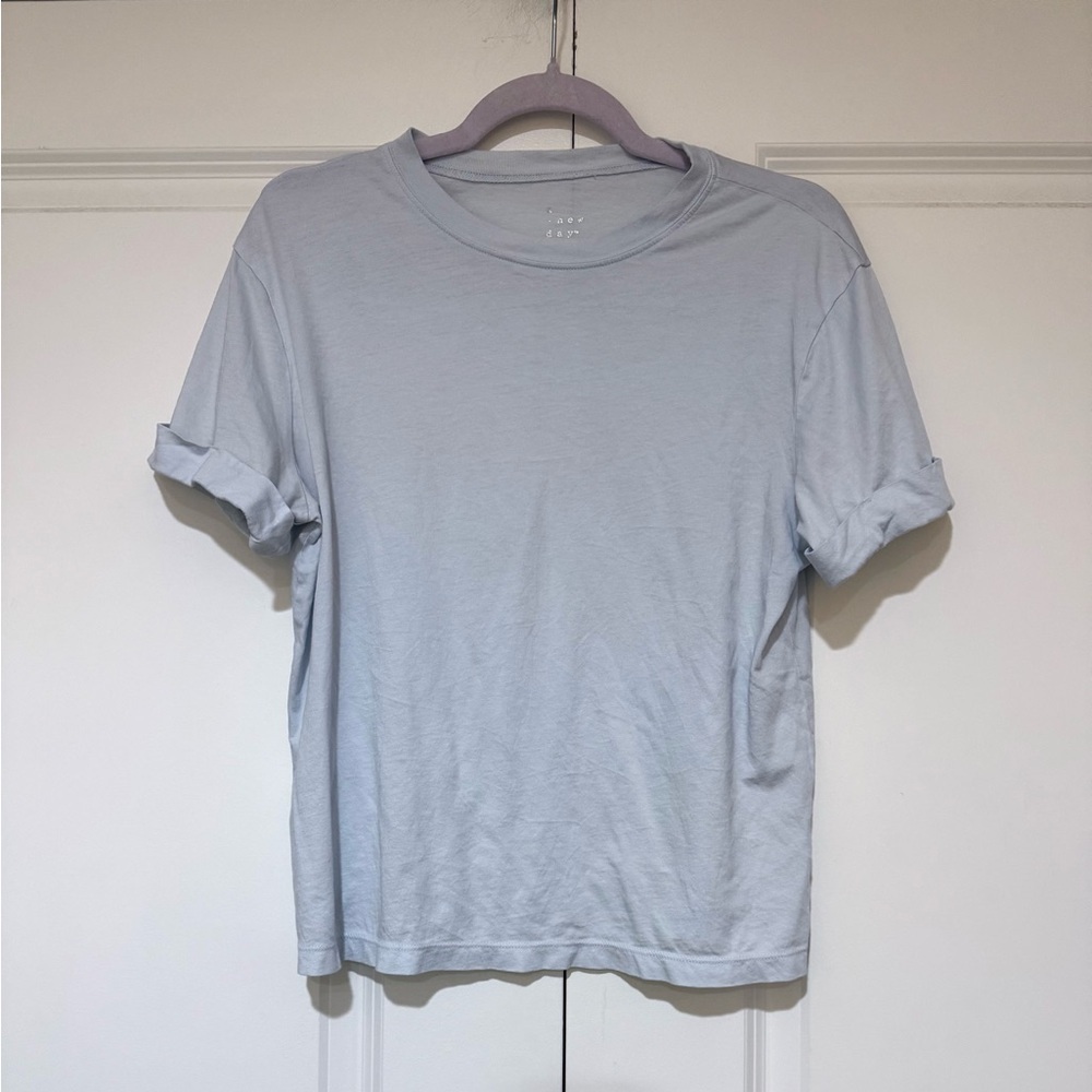 A New Day Soft Baby Blue Cuffed Tee